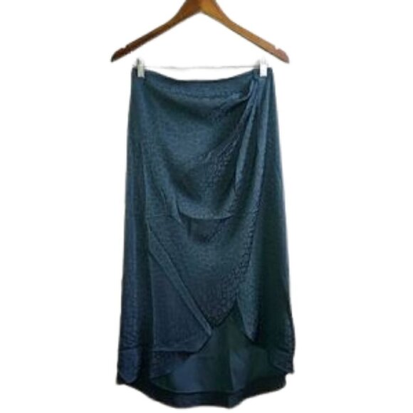 MAX STUDIO Emerald animal print satin faux wrap pleated midi skirt - Picture 2 of 10